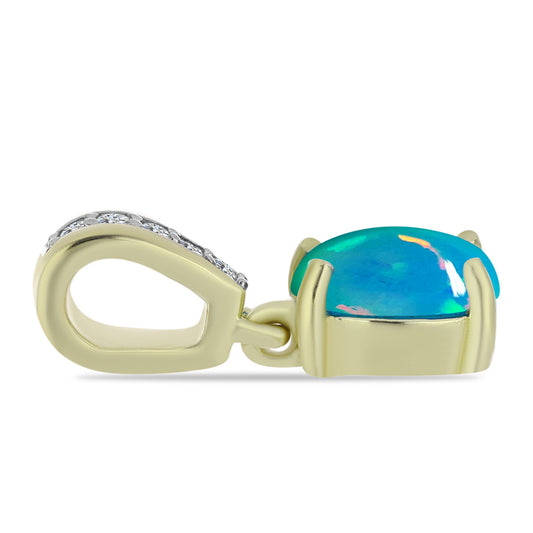 Pendente de Prata com Banho de Ouro com Opala Azul Paraib da Etiópia e Topázio Branco