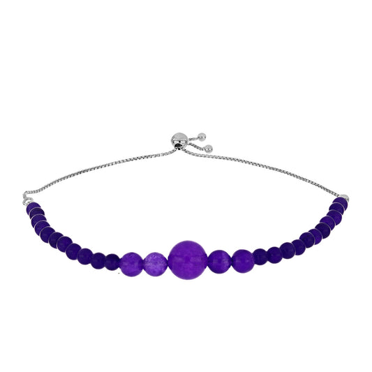Pulseira de Prata com Jade Roxa