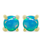 Brincos de Prata com Banho de Ouro com Opala Azul Paraib da Etiópia