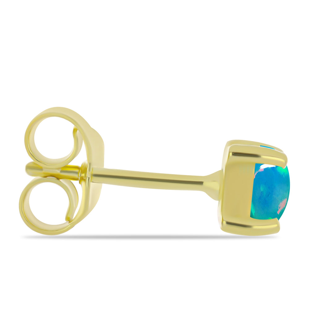 Brincos de Prata com Banho de Ouro com Opala Azul Paraib da Etiópia 2 