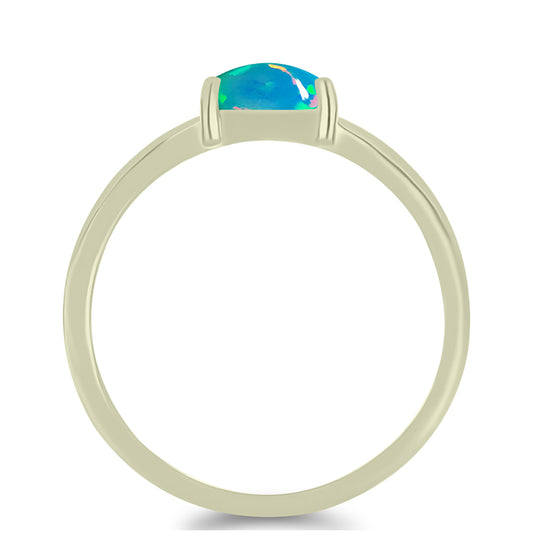 Anel de Prata com Banho de Ouro com Opala Azul Paraib da Etiópia