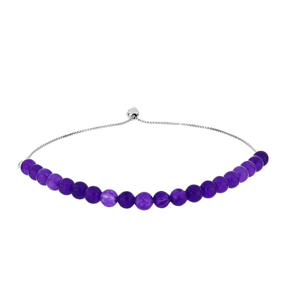 Pulseira de Prata com Jade Roxa