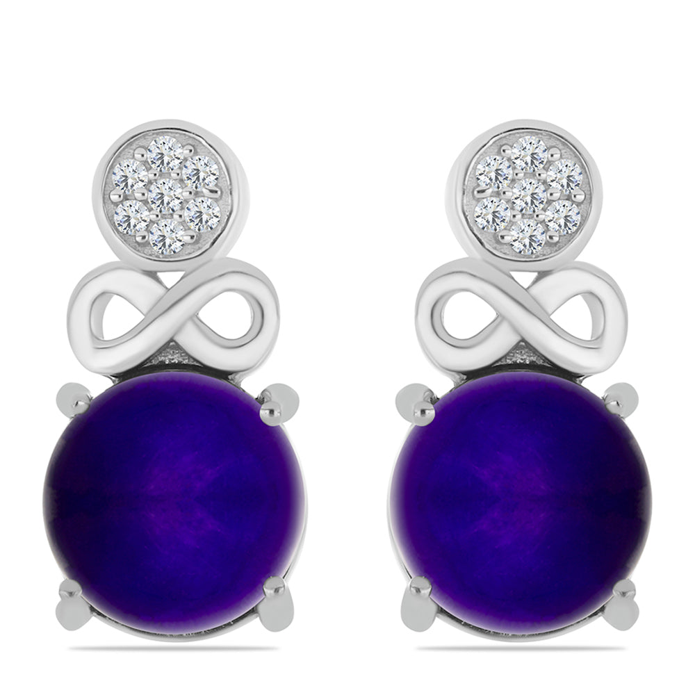 Brincos de Prata com Jade Roxa e Topázio Branco 1 