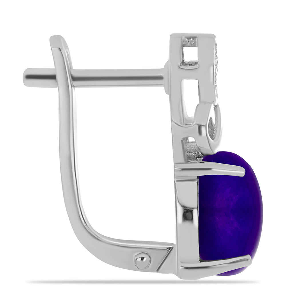 Brincos de Prata com Jade Roxa e Topázio Branco 2 