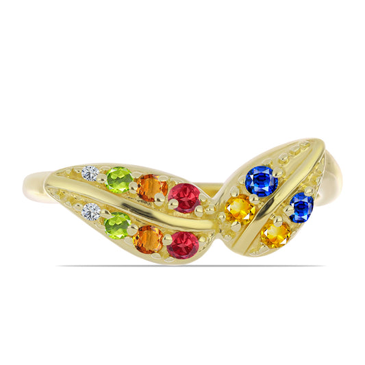 Anel de Prata com Banho de Ouro com Safira Arco-íris de Rosebery e Topázio Branco