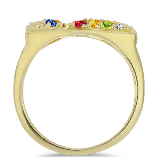 Anel de Prata com Banho de Ouro com Safira Arco-íris de Rosebery e Topázio Branco