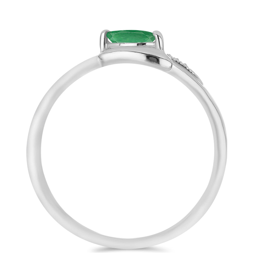 Anel de Prata com Esmeralda do Brasil e Topázio Branco 2 