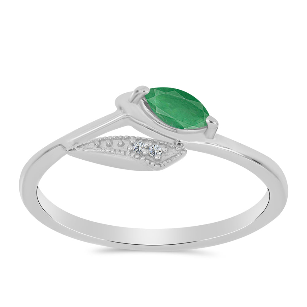 Anel de Prata com Esmeralda do Brasil e Topázio Branco 3 