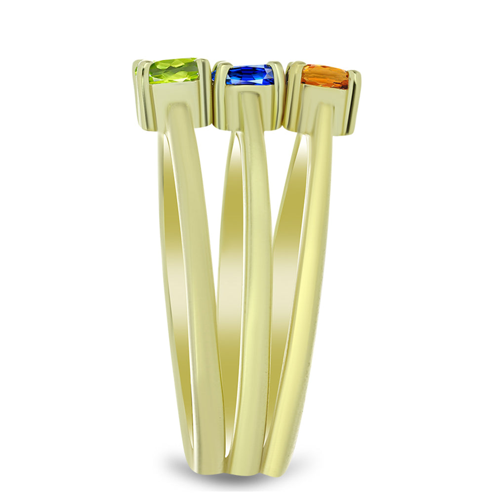 Conjunto de Prata com Banho de Ouro com Safira Azul Australiana e Safira Padparadscha ( Anel )  Contraste: Cabeca de Veado (800) 4 