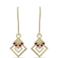 Brincos de Prata com Banho de Ouro com Diamante Vermelho e Diamante Branco