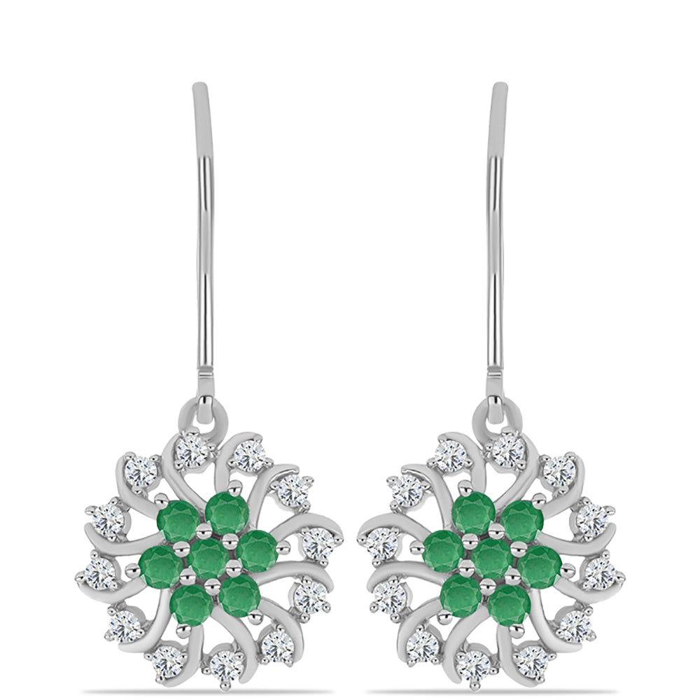 Brincos de Prata com Esmeralda do Brasil e Topázio Branco 1 