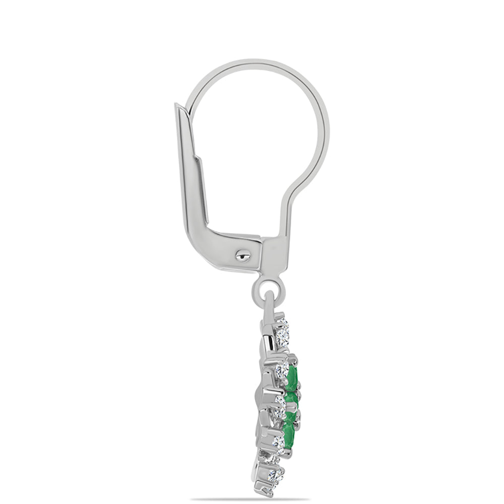 Brincos de Prata com Esmeralda do Brasil e Topázio Branco 2 