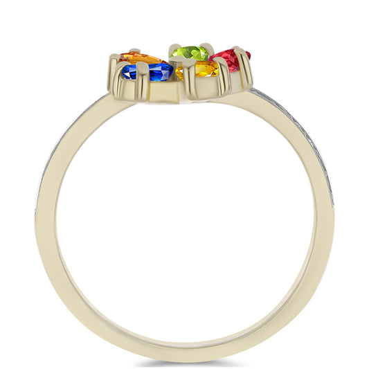 Anel de Prata com Banho de Ouro com Safira Arco-íris de Rosebery e Topázio Branco