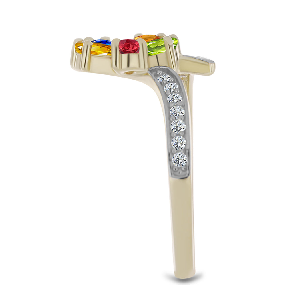 Anel de Prata com Banho de Ouro com Safira Arco-íris de Rosebery e Topázio Branco