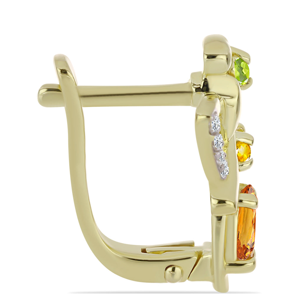 Brincos de Prata com Banho de Ouro com Safira Arco-íris de Rosebery e Topázio Branco 2 