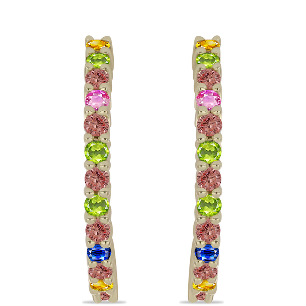 Brincos de Prata com Banho de Ouro com Safira Arco-íris de Rosebery 2 