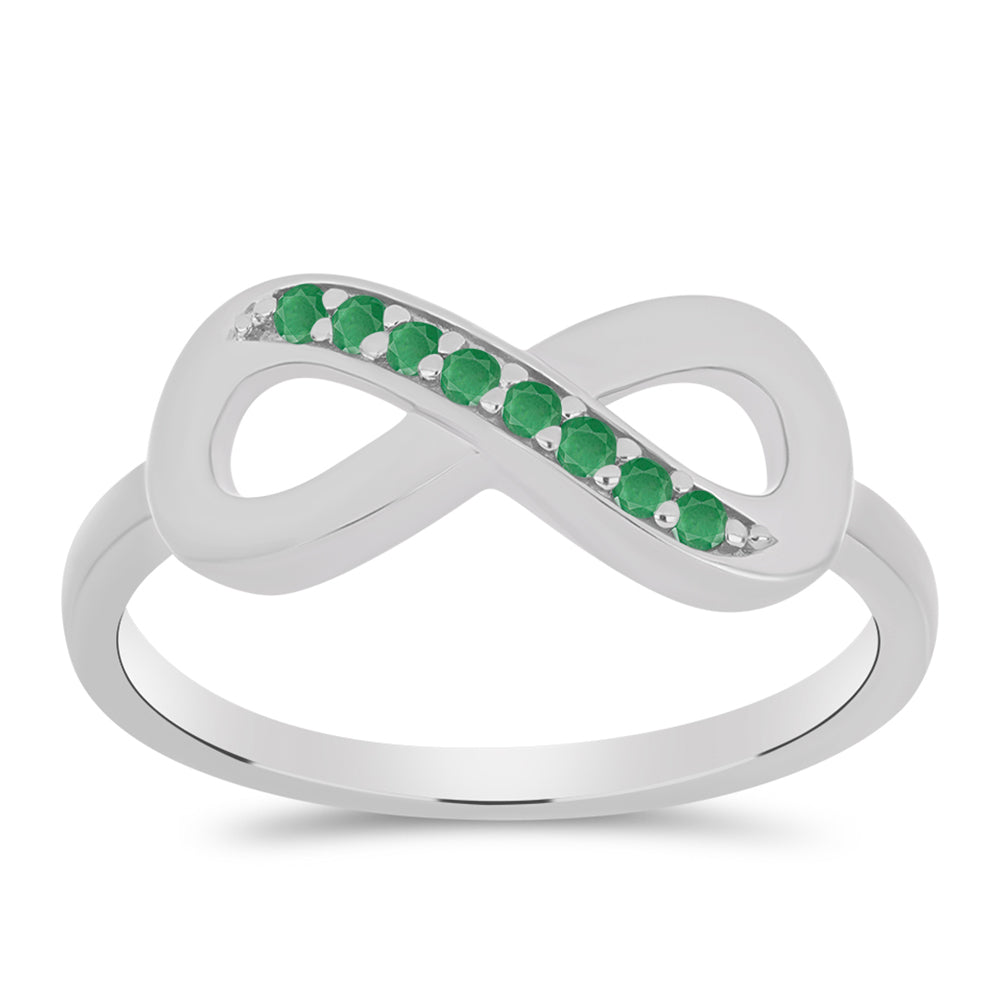 Anel de Prata com Esmeralda do Brasil  Contraste: Cabeca de Veado (800)