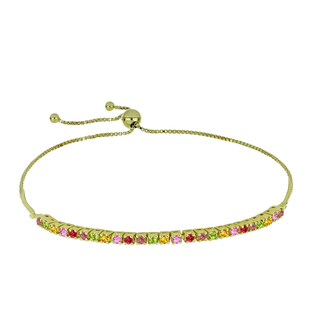 Pulseira de Prata com Banho de Ouro com Safira Arco-íris de Rosebery  Contraste: Cabeca de Veado (800)