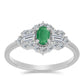 Anel de Prata com Esmeralda do Brasil e Topázio Branco