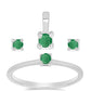 Conjunto de Prata com Esmeralda do Brasil ( Brincos+Anel+Pendente )