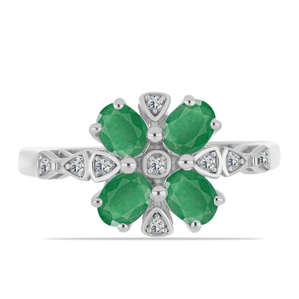 Anel de Prata com Esmeralda do Brasil e Topázio Branco 1 