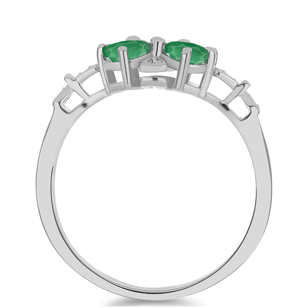 Anel de Prata com Esmeralda do Brasil e Topázio Branco