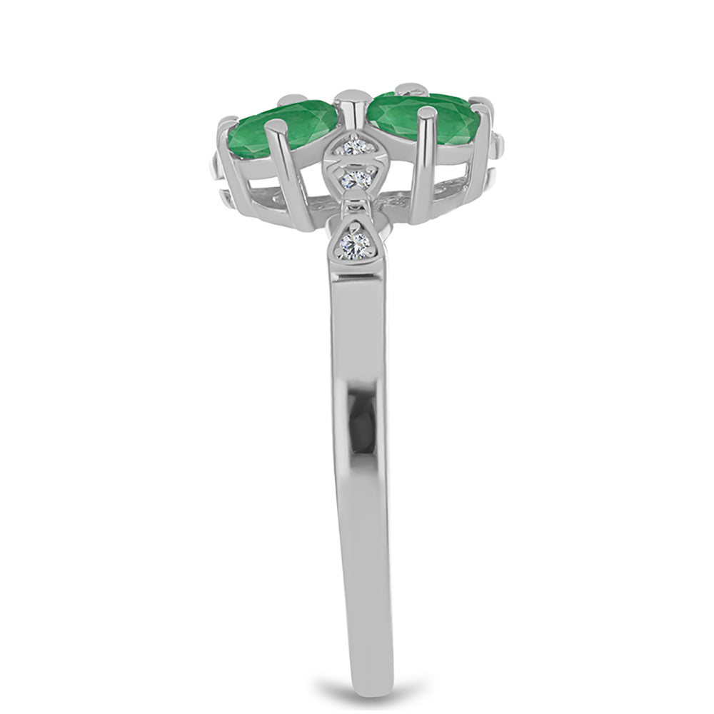 Anel de Prata com Esmeralda do Brasil e Topázio Branco 4 