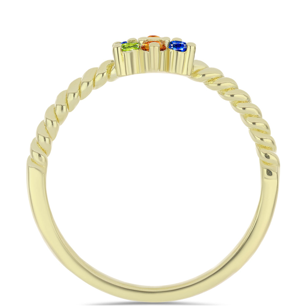 Anel de Prata com Banho de Ouro com Safira Arco-íris de Rosebery e Topázio Branco 2 