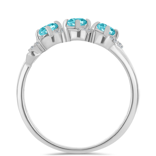 Anel de Prata com Quartzo de Paraíba e Topázio Branco