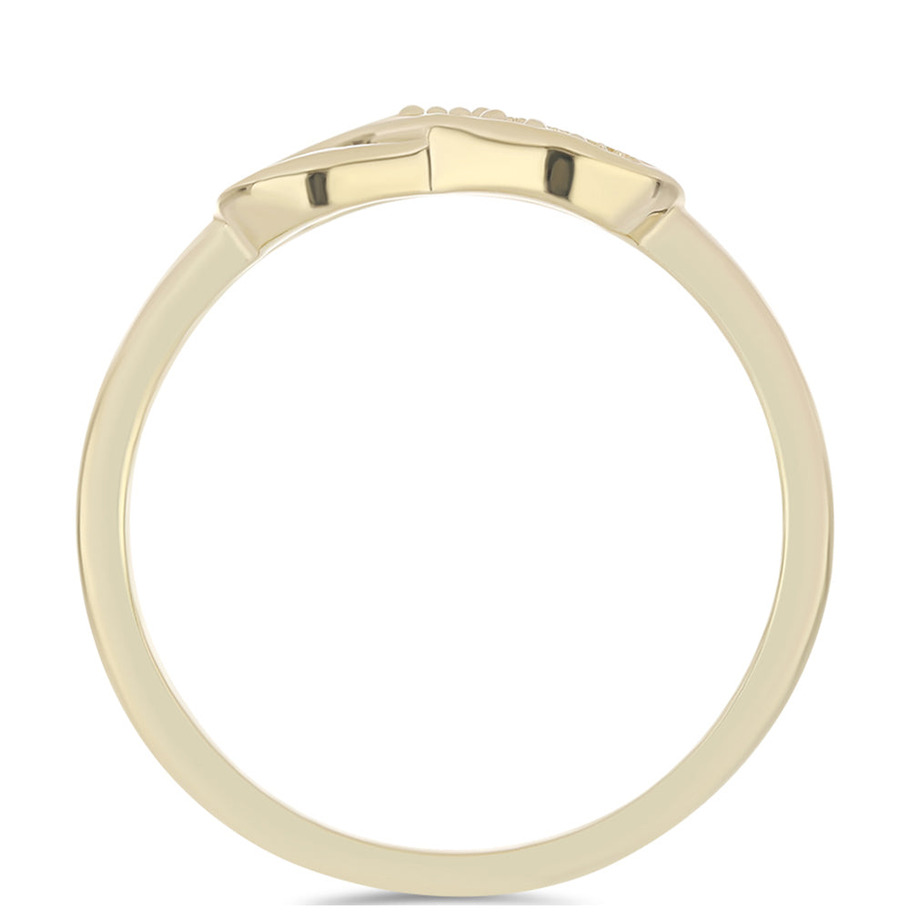 Anel de Prata com Banho de Ouro com Diamante Roxo