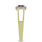 Anel de Prata com Banho de Ouro com Diamante Roxo e Diamante Branco