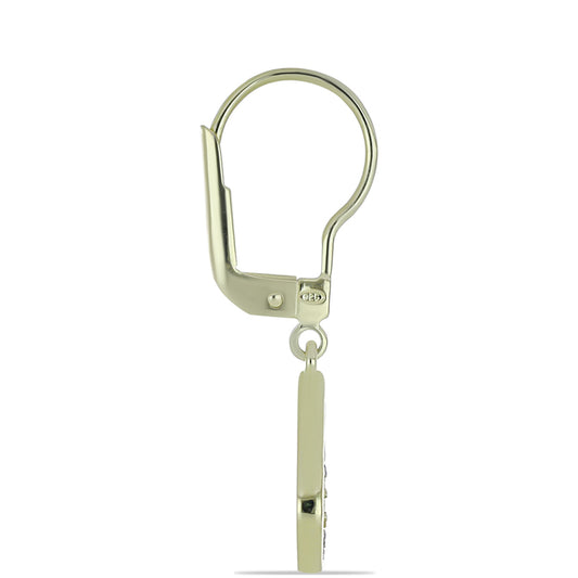 Brincos de Prata com Banho de Ouro com Diamante Roxo e Diamante Branco