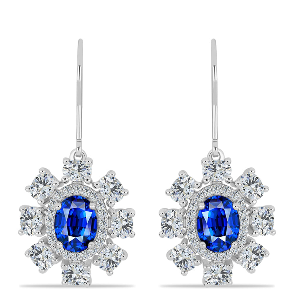 Brincos de Prata com Safira Azul Australiana e Topázio Branco 1 