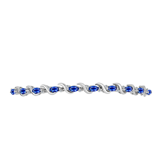 Pulseira de Prata com Safira Azul Australiana e Topázio Branco  Contraste: Cabeca de Veado (800)