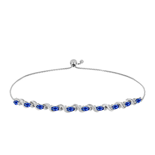 Pulseira de Prata com Safira Azul Australiana e Topázio Branco  Contraste: Cabeca de Veado (800)