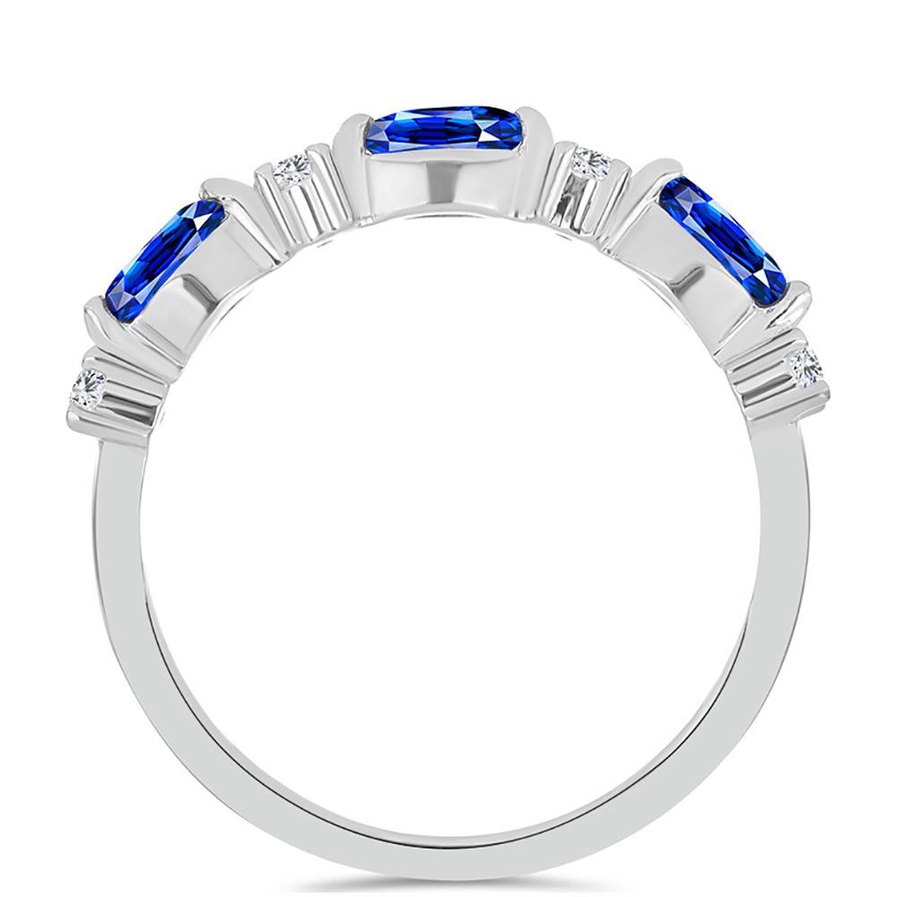 Anel de Prata com Safira Azul Australiana e Topázio Branco