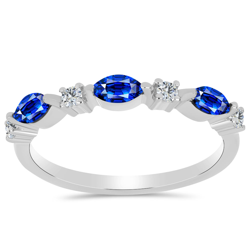 Anel de Prata com Safira Azul Australiana e Topázio Branco