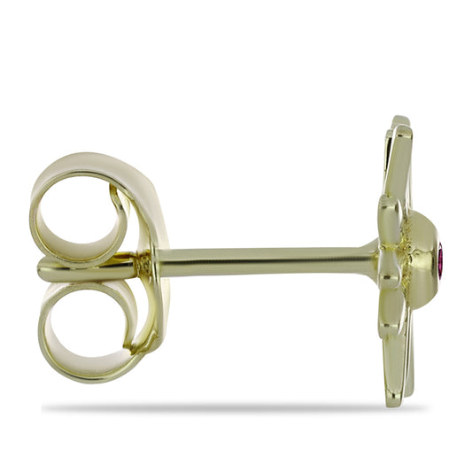 Brincos de Prata com Banho de Ouro com Diamante Roxo