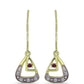Brincos de Prata com Banho de Ouro com Diamante Roxo e Diamante Branco