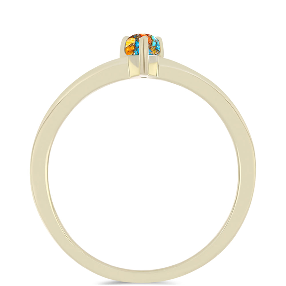 Anel de Prata com Banho de Ouro com Ostra Turquesa 2 