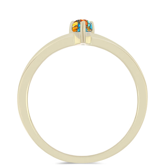 Anel de Prata com Banho de Ouro com Ostra Turquesa