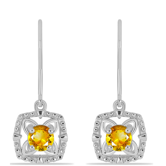 Brincos de Prata com Citrino de Ural