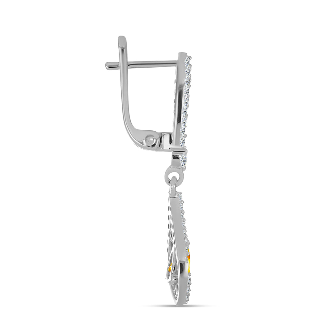 Brincos de Prata com Citrino de Ural e Topázio Branco 2 