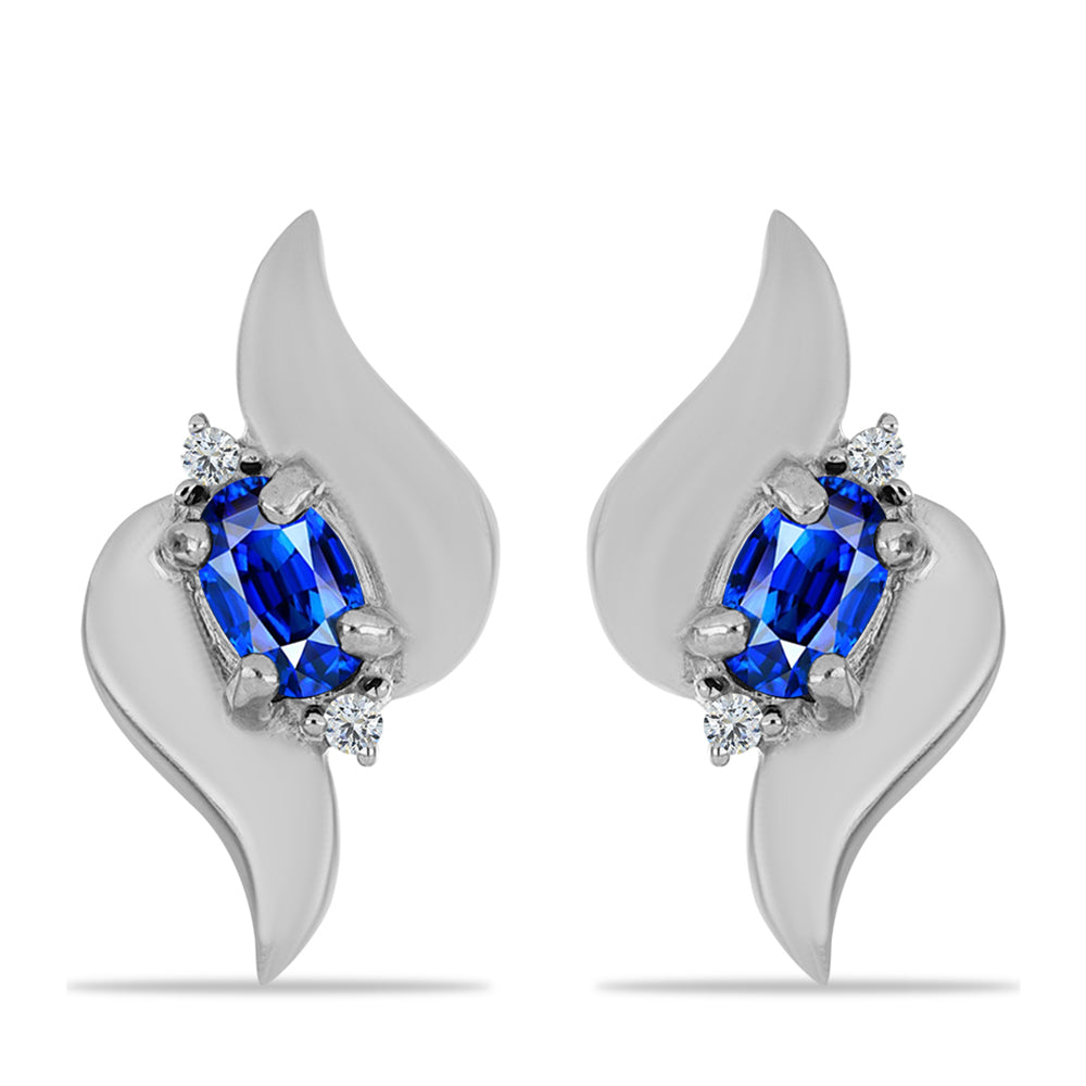 Brincos de Prata com Safira Azul Australiana e Topázio Branco 1 