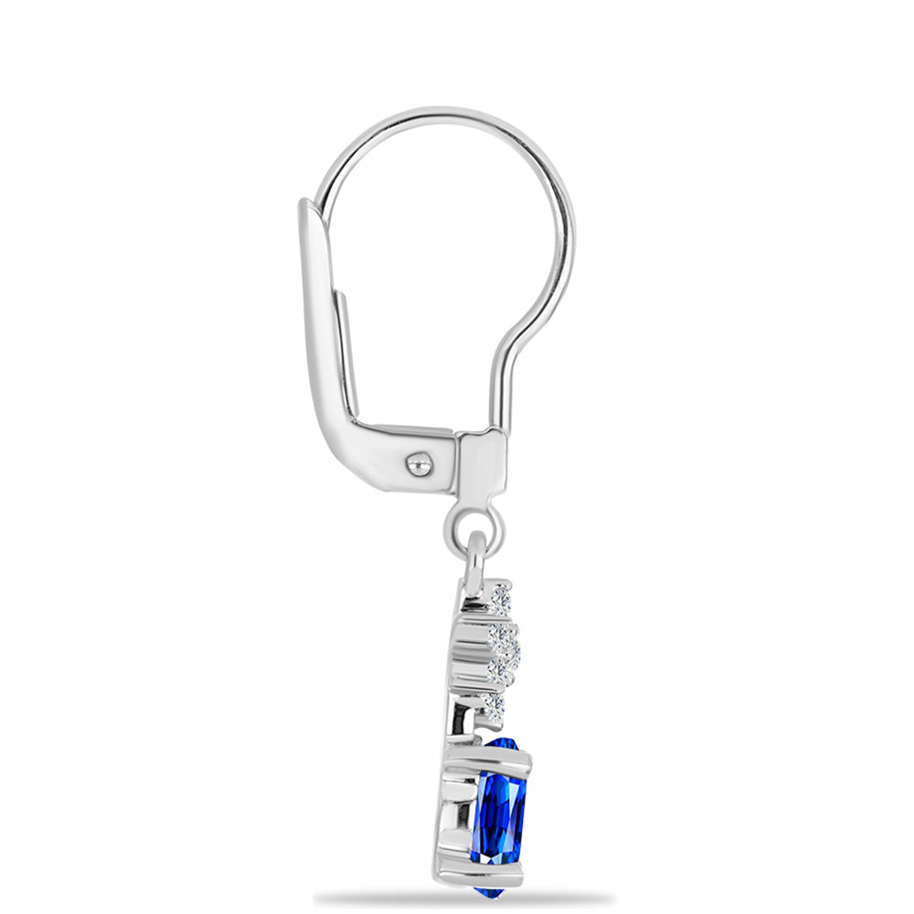 Brincos de Prata com Safira Azul Australiana e Topázio Branco