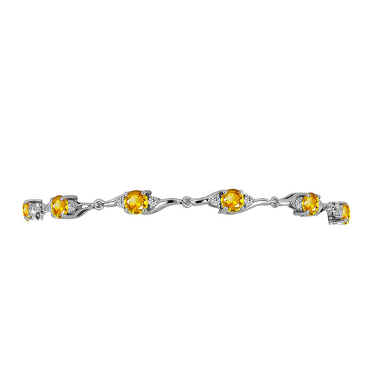 Pulseira de Prata com Citrino de Ural e Topázio Branco  Contraste: Cabeca de Veado (800)