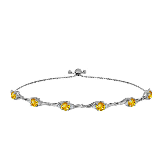 Pulseira de Prata com Citrino de Ural e Topázio Branco  Contraste: Cabeca de Veado (800)