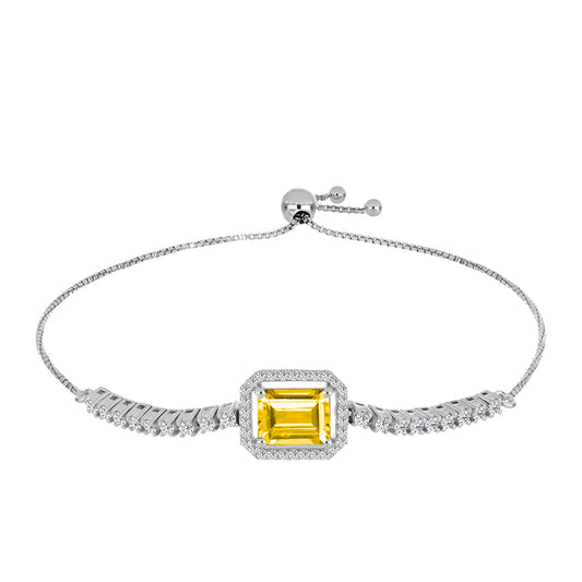 Pulseira de Prata com Citrino de Ural e Topázio Branco  Contraste: Cabeca de Veado (800)