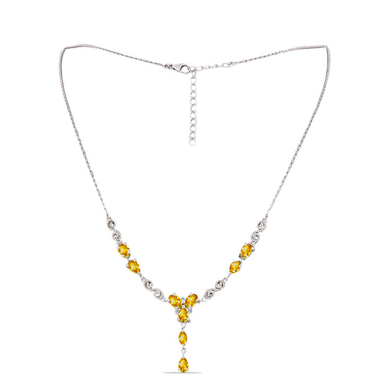 Colar de Prata com Citrino de Ural e Topázio Branco  Contraste: Cabeca de Veado (800)
