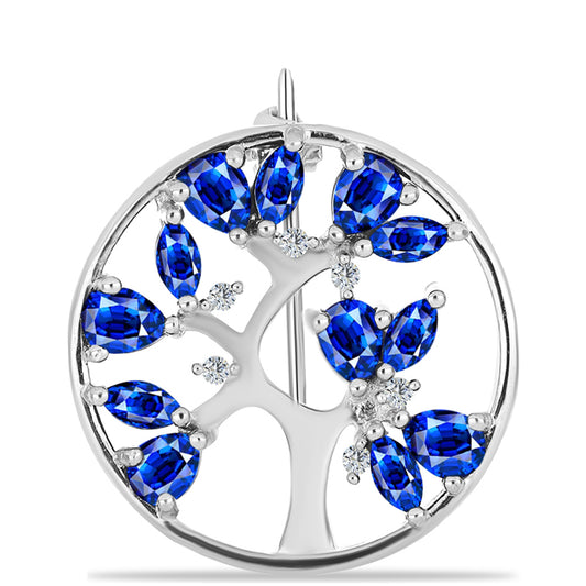 Alfinete de Prata com Safira Azul Australiana e Topázio Branco  Contraste: Cabeca de Veado (800)